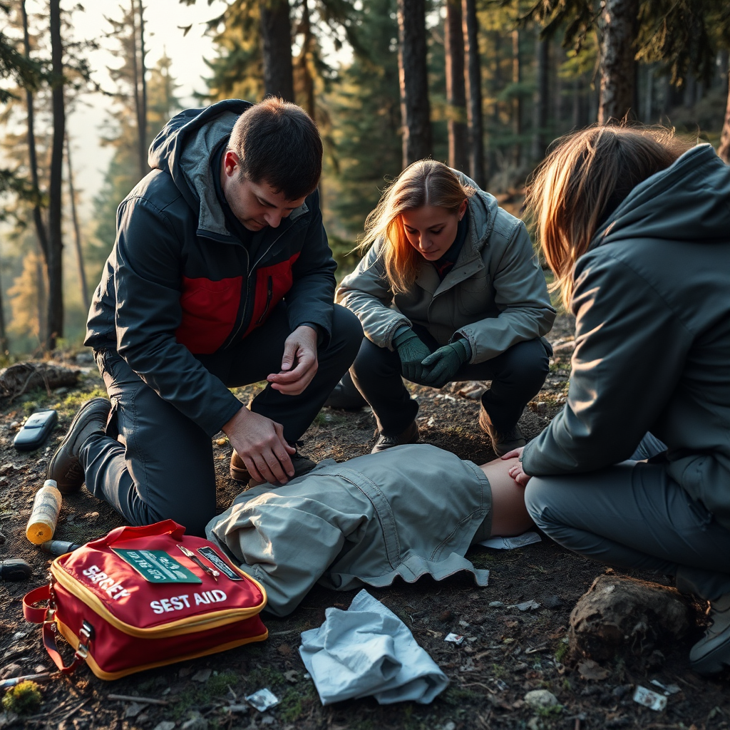 Wilderness assessment scenario with patient evaluation