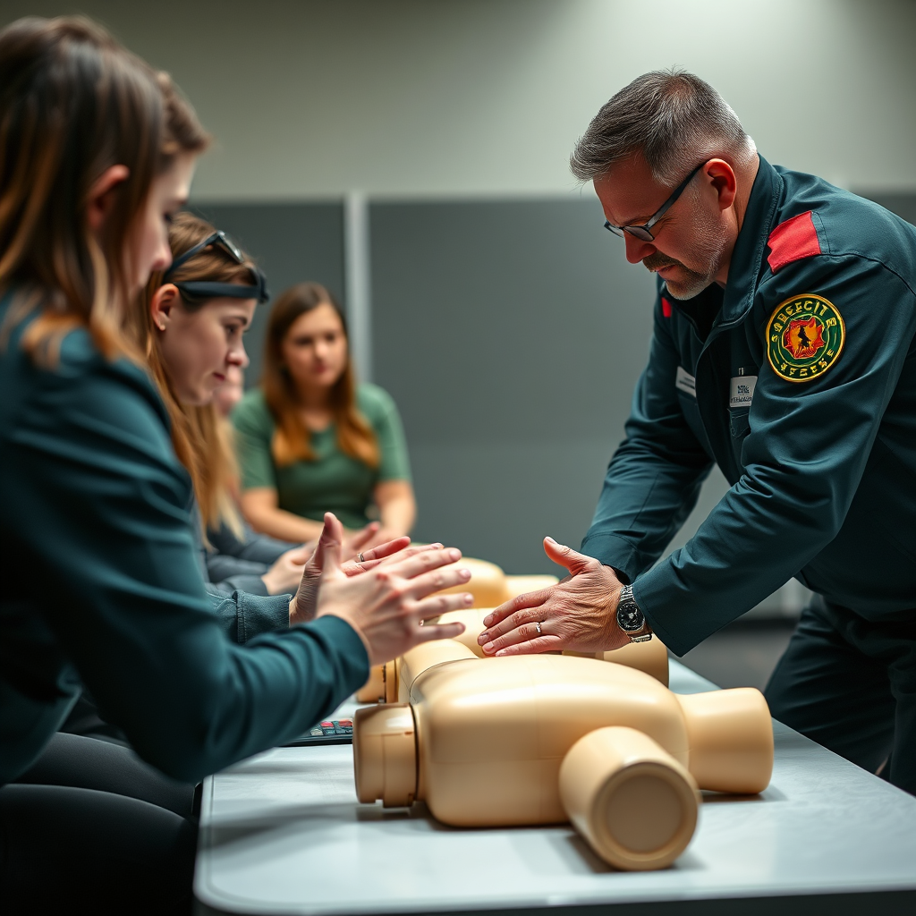 Instructor coaching a small group during training